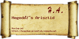 Hegedűs Arisztid névjegykártya